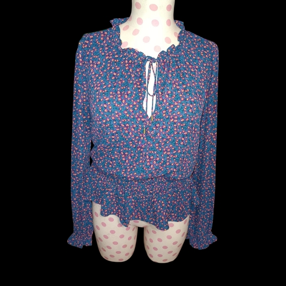 Socialite Blue Floral Blouse - Picture 1 of 5